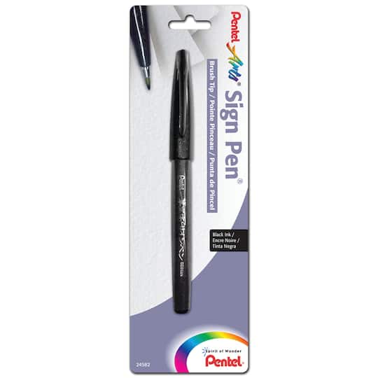 Pentel Arts&#xAE; Brush Tip Black Sign Pen&#xAE;